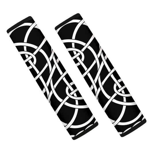 Black And White Celtic Knot Print Car Seat Belt Covers