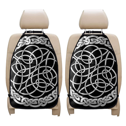 Black And White Celtic Knot Print Car Seat Organizers