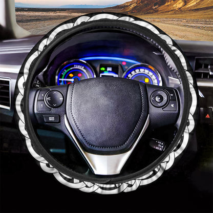 Black And White Celtic Knot Print Car Steering Wheel Cover