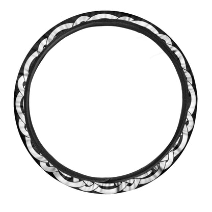 Black And White Celtic Knot Print Car Steering Wheel Cover