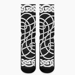 Black And White Celtic Knot Print Crew Socks