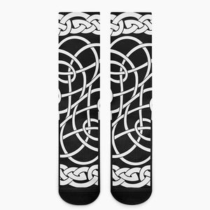 Black And White Celtic Knot Print Crew Socks