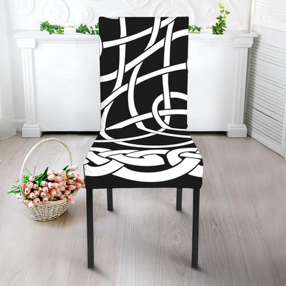 Black And White Celtic Knot Print Dining Chair Slipcover