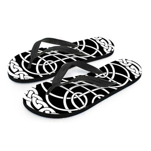 Black And White Celtic Knot Print Flip Flops