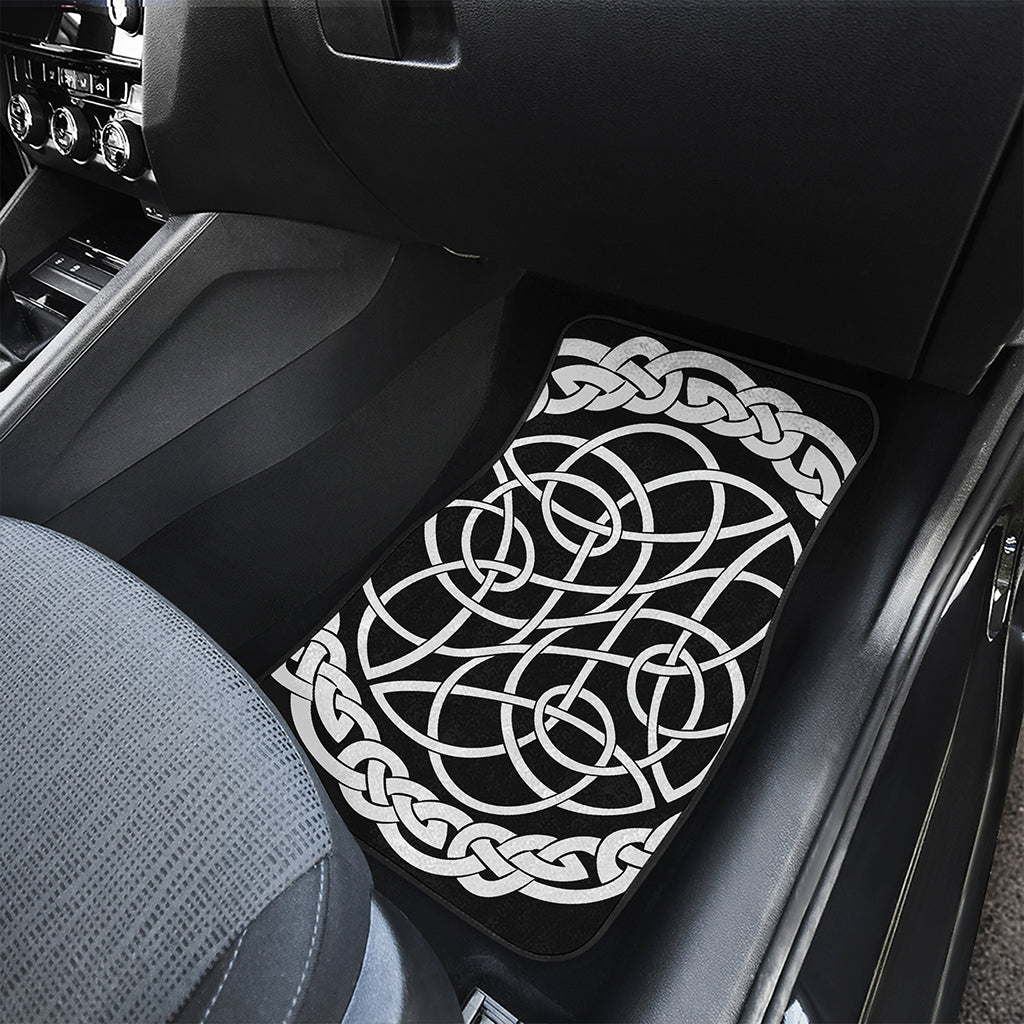 Black And White Celtic Knot Print Front Car Floor Mats