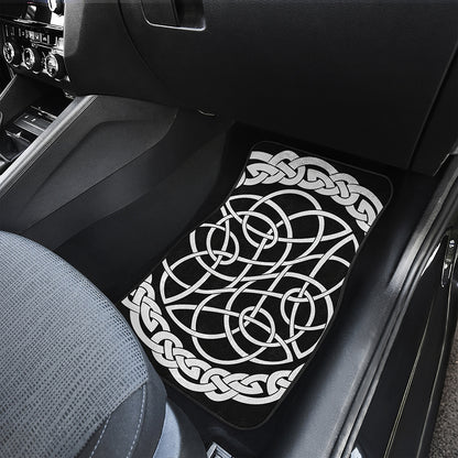 Black And White Celtic Knot Print Front Car Floor Mats