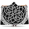 Black And White Celtic Knot Print Hooded Blanket