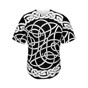 Black And White Celtic Knot Print Men's Baseball Jersey