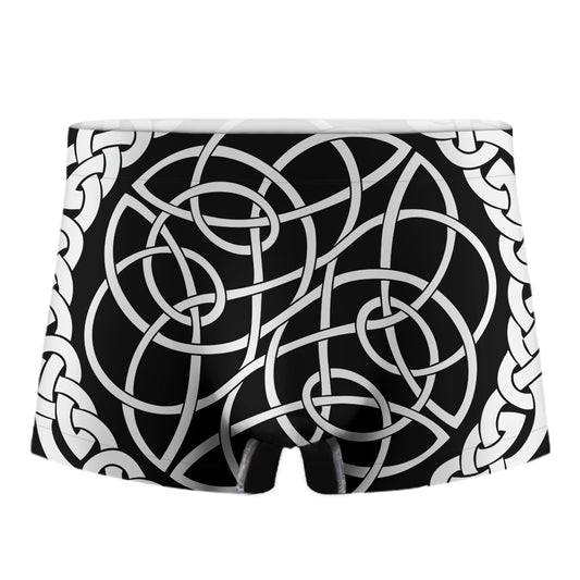 Black And White Celtic Knot Print Men's Boxer Briefs