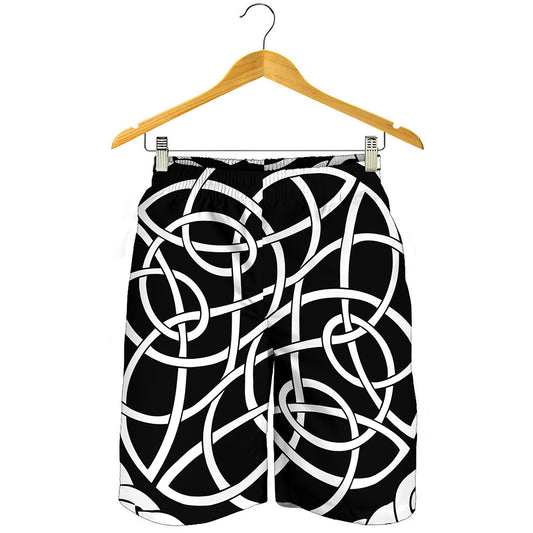 Black And White Celtic Knot Print Men's Shorts