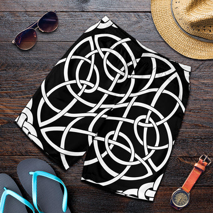 Black And White Celtic Knot Print Men's Shorts