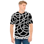Black And White Celtic Knot Print Men's T-Shirt