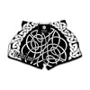 Black And White Celtic Knot Print Muay Thai Boxing Shorts