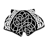 Black And White Celtic Knot Print Muay Thai Boxing Shorts