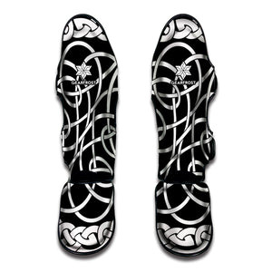 Black And White Celtic Knot Print Muay Thai Shin Guard