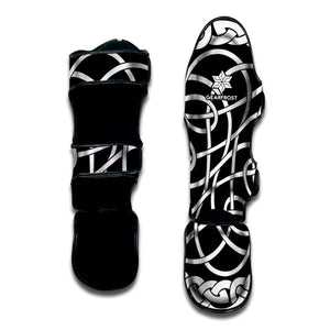 Black And White Celtic Knot Print Muay Thai Shin Guard