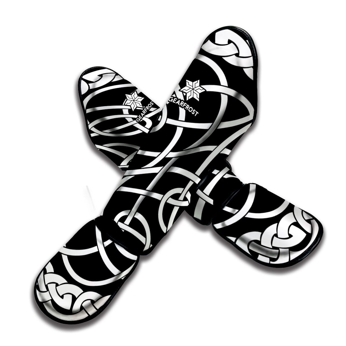 Black And White Celtic Knot Print Muay Thai Shin Guard