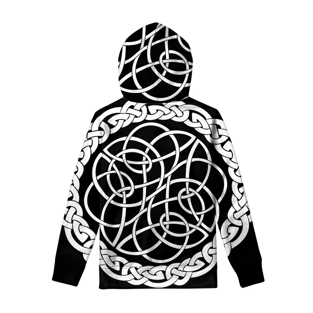 Black And White Celtic Knot Print Pullover Hoodie