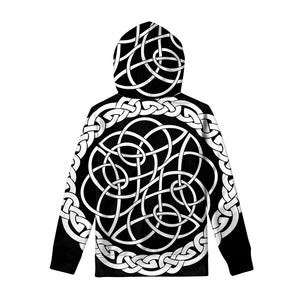 Black And White Celtic Knot Print Pullover Hoodie