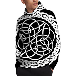 Black And White Celtic Knot Print Pullover Hoodie