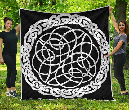 Black And White Celtic Knot Print Quilt