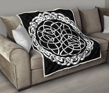 Black And White Celtic Knot Print Quilt