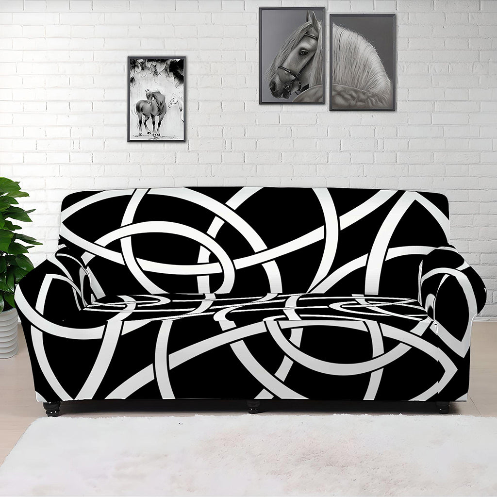 Black And White Celtic Knot Print Sofa Cover