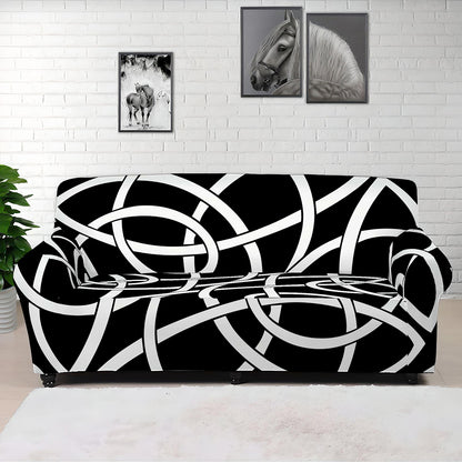 Black And White Celtic Knot Print Sofa Cover