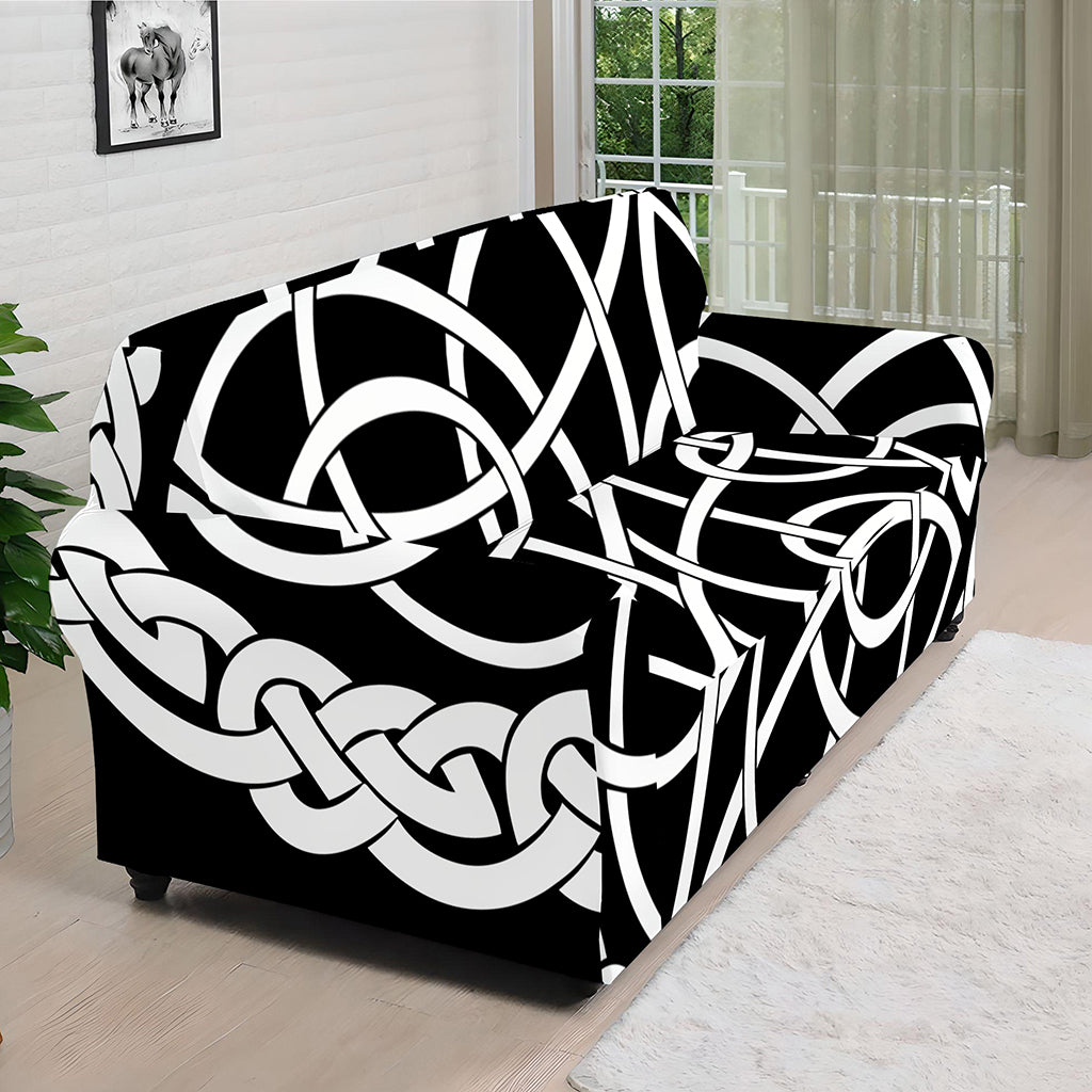 Black And White Celtic Knot Print Sofa Cover
