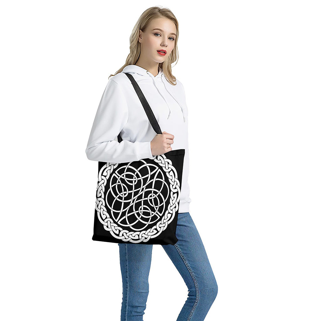 Black And White Celtic Knot Print Tote Bag