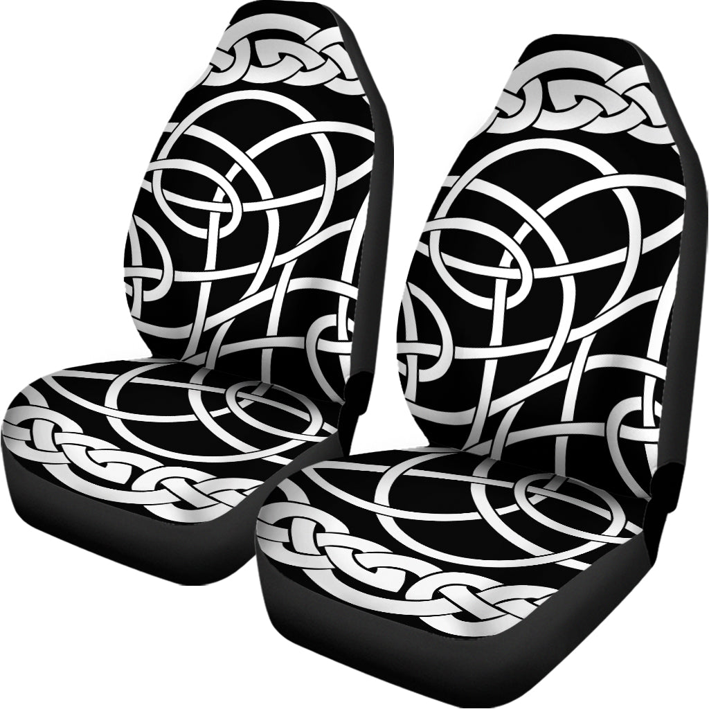 Black And White Celtic Knot Print Universal Fit Car Seat Covers