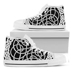 Black And White Celtic Knot Print White High Top Shoes