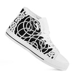 Black And White Celtic Knot Print White High Top Shoes
