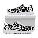 Black And White Celtic Knot Print White Sneakers