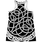 Black And White Celtic Knot Print Women's Racerback Tank Top