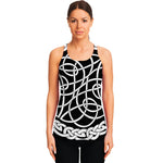Black And White Celtic Knot Print Women's Racerback Tank Top