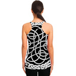Black And White Celtic Knot Print Women's Racerback Tank Top