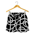 Black And White Celtic Knot Print Women's Shorts