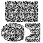 Black And White Celtic Pattern Print 3 Piece Bath Mat Set