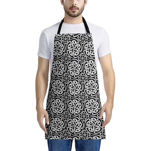 Black And White Celtic Pattern Print Apron