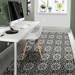 Black And White Celtic Pattern Print Area Rug