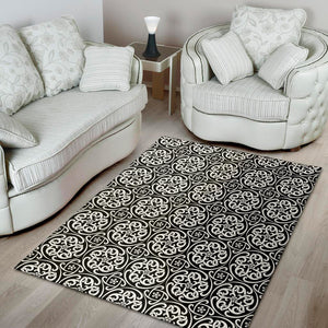 Black And White Celtic Pattern Print Area Rug