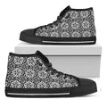 Black And White Celtic Pattern Print Black High Top Sneakers