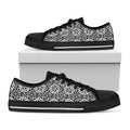Black And White Celtic Pattern Print Black Low Top Sneakers
