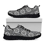 Black And White Celtic Pattern Print Black Sneakers