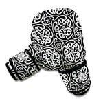 Black And White Celtic Pattern Print Boxing Gloves