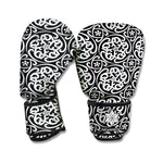 Black And White Celtic Pattern Print Boxing Gloves