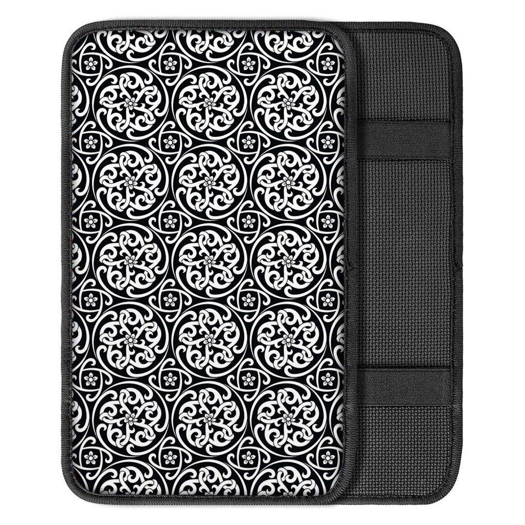 Black And White Celtic Pattern Print Car Center Console Cover