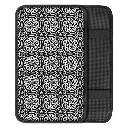 Black And White Celtic Pattern Print Car Center Console Cover