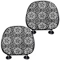 Black And White Celtic Pattern Print Car Headrest Covers